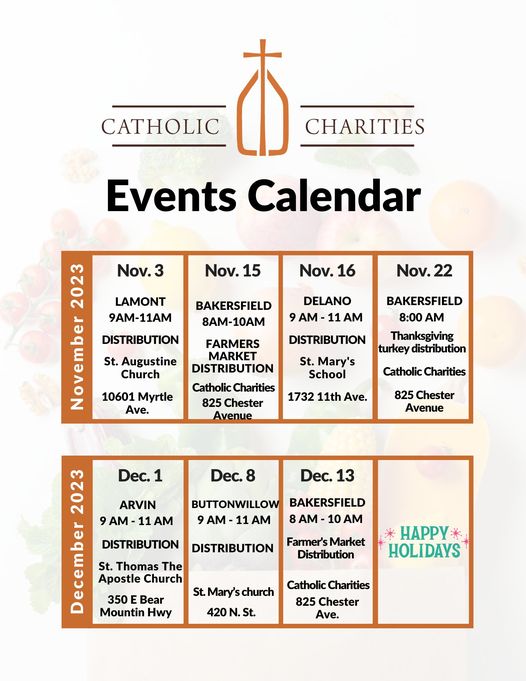 catholic charities food distribution rural areas calendar 4